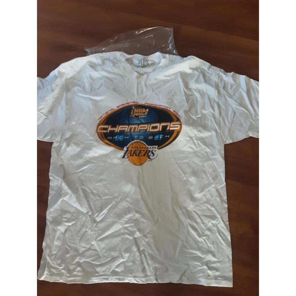 2001 Nba Champion Los Angeles Lakers Back To Back White T-Shirt Mens Xxl